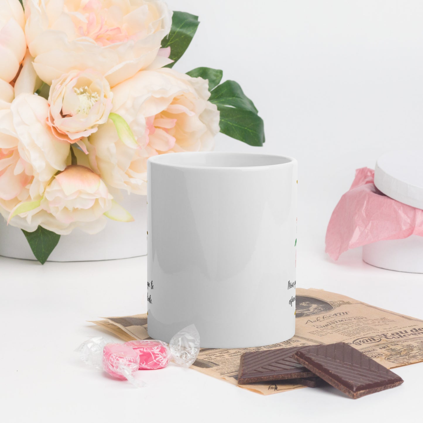 Initial letter and Biblical Verse white glossy mug