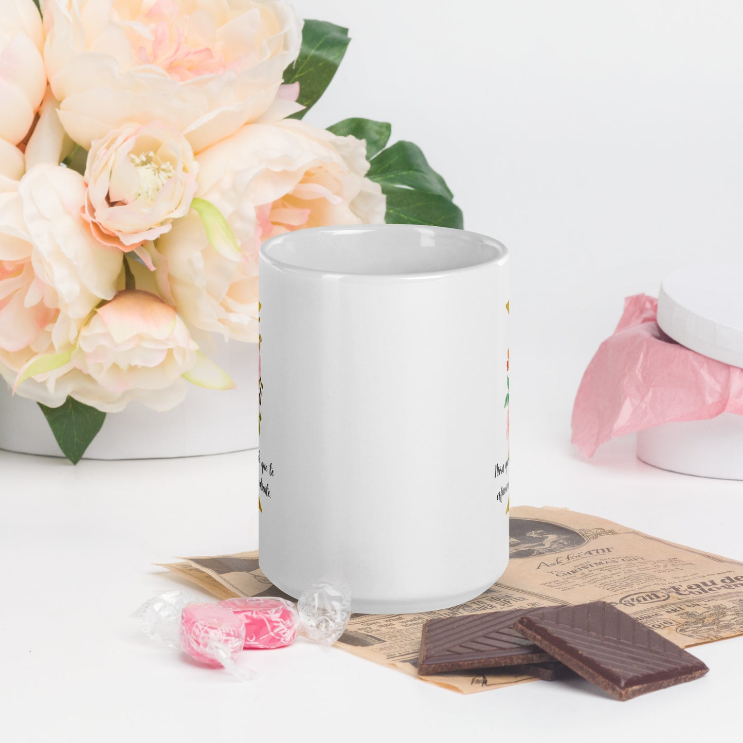 Initial letter and Biblical Verse white glossy mug