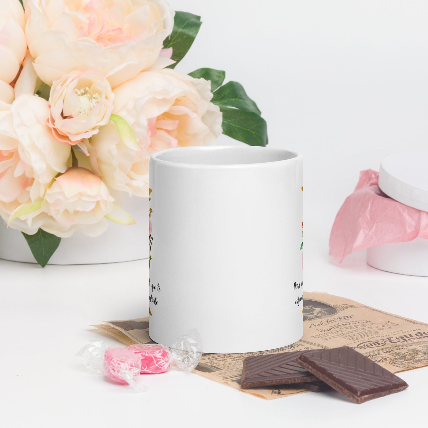 Initial letter and Biblical Verse white glossy mug
